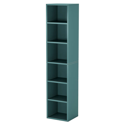 MonoWood 70.9 Inch Tall Narrow Bookcase, Modern White Corner Bookcase with Storage, 6 Tier Cube Display Shelves