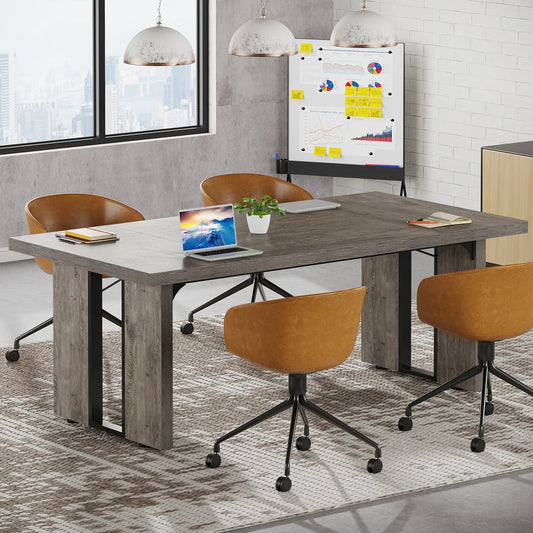 MonoWood 6FT Conference Table, 70.9" L x 31.5" W Meeting Table for 6, Rectangular Seminar Table Boardroom Table