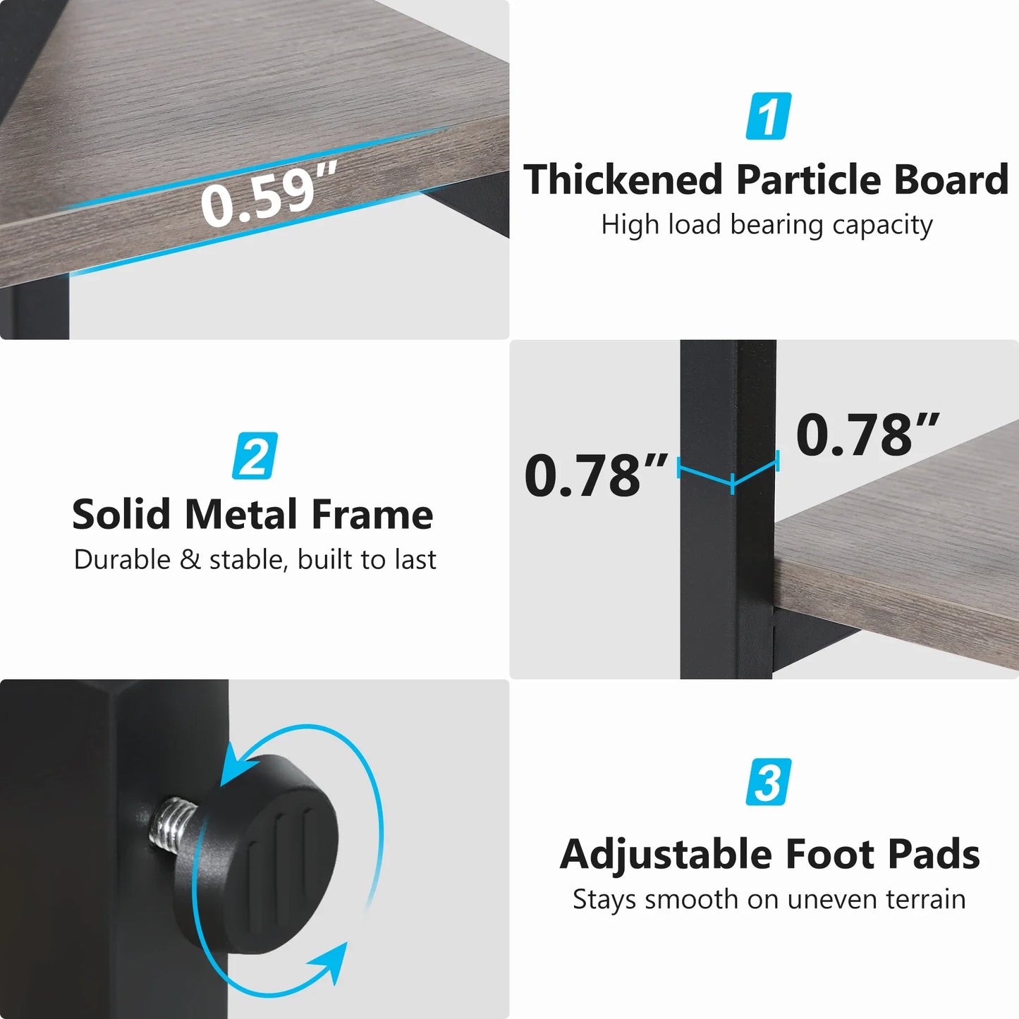 MonoWood Bookshelf, Industrial 5-Tier Etagere Bookcase, 70.8 inch Tall Bookshelf with 8 Open Storage Shelf, Vintage Grey