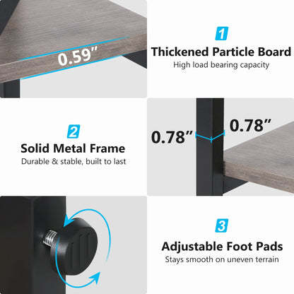 MonoWood Bookshelf, Industrial 5-Tier Etagere Bookcase, 70.8 inch Tall Bookshelf with 8 Open Storage Shelf, Vintage Grey