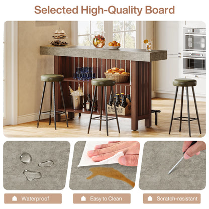 MonoWood 63-Inch Large Home Bar Unit, 2-Tier Mini Bar Table Height Pub Table with Footrest, Modern Coffee Bar Cabinet