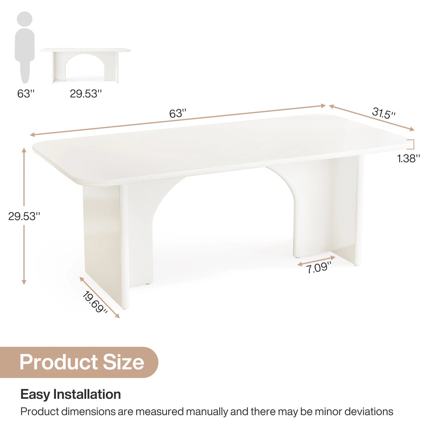 MonoWood 63-Inch Large Desk, Modern Home Office Computer Desk for 1-2 Person