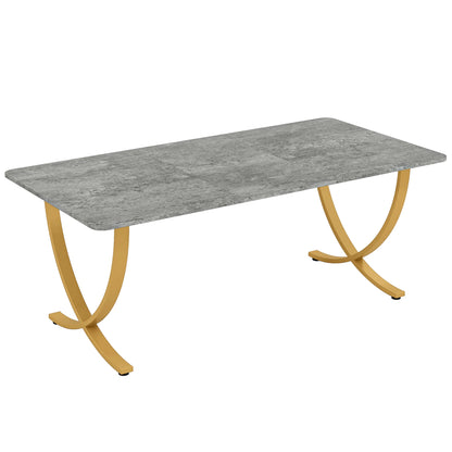 MonoWood 63" Modern Dining Table Kitchen Table with Faux Marble Top