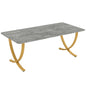 MonoWood 63" Modern Dining Table Kitchen Table with Faux Marble Top