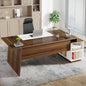 MonoWood L-Shaped Executive Office Desk, 70.5-Inch Mid-Century Modern Executive Desk with Storage Cabinet and Shelves