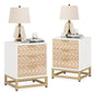 MonoWood 3 Drawers Nightstand Set of 2, Modern Bedside Table with Unique Chevron Design, White End Side Table Night Stands