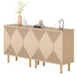 MonoWood Modern Natural Storage Cabinet, Freestanding Floor Cabinet, 59 inches Sideboard, Wood Buffet Cabinet